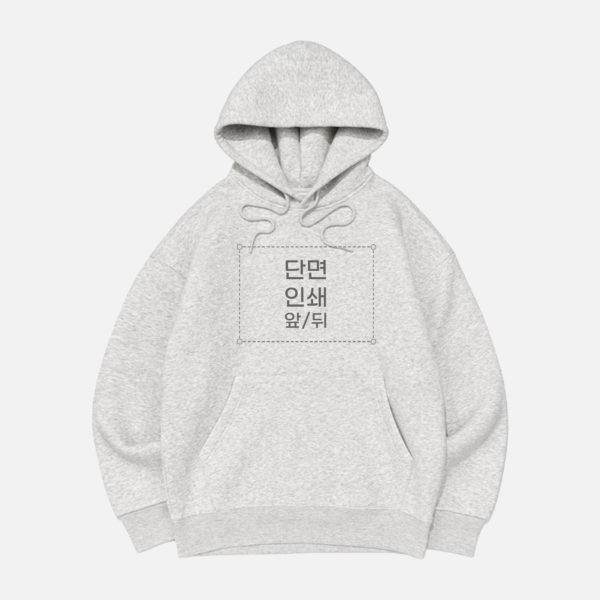 비캔버스 기모 쭈리 오버핏 후드티 (단면 인쇄)
